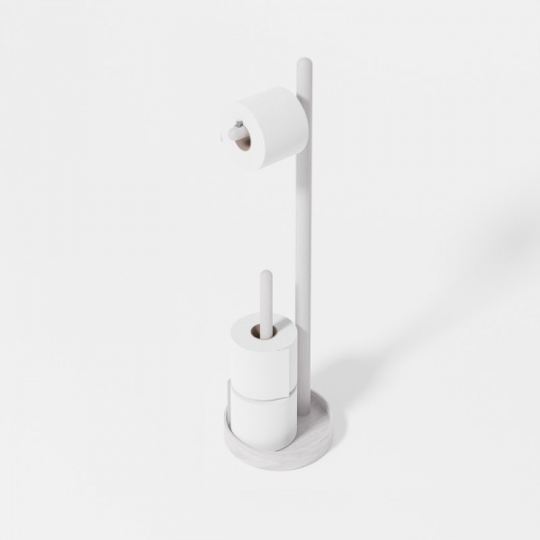 Yoku Freestanding Toilet Roll Holder - Oyster White